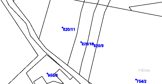 Parcela st. 820/10 v KÚ Pechova Lhota, Katastrální mapa