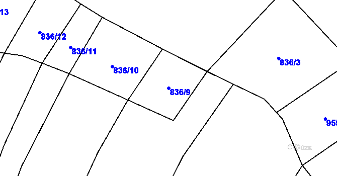 Parcela st. 836/9 v KÚ Pechova Lhota, Katastrální mapa