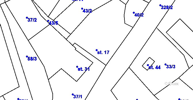 Parcela st. 17 v KÚ Pejškov u Tišnova, Katastrální mapa