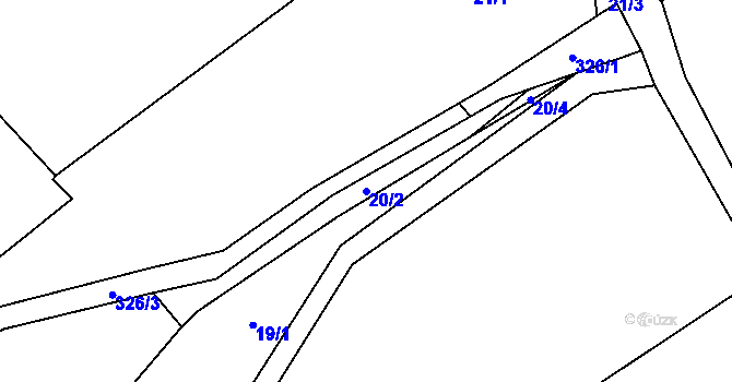 Parcela st. 20/2 v KÚ Pejškov u Tišnova, Katastrální mapa