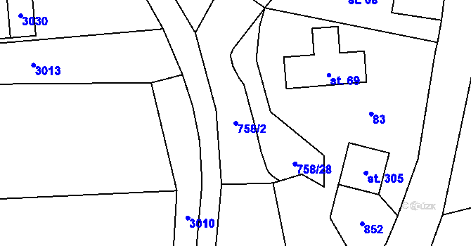Parcela st. 758/2 v KÚ Peklo nad Zdobnicí, Katastrální mapa