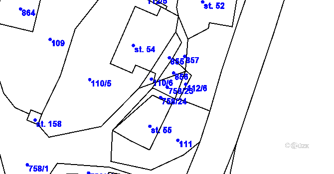 Parcela st. 758/23 v KÚ Peklo nad Zdobnicí, Katastrální mapa