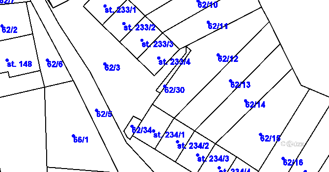 Parcela st. 62/30 v KÚ Peklo nad Zdobnicí, Katastrální mapa