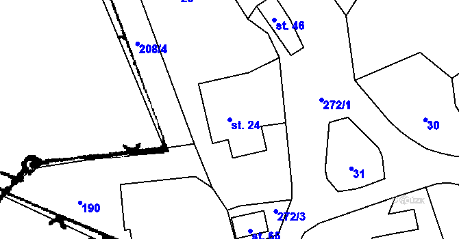 Parcela st. 24 v KÚ Hony, Katastrální mapa