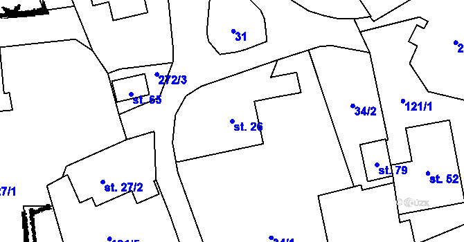 Parcela st. 26 v KÚ Hony, Katastrální mapa