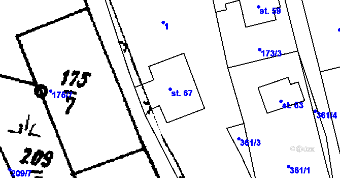 Parcela st. 67 v KÚ Hony, Katastrální mapa