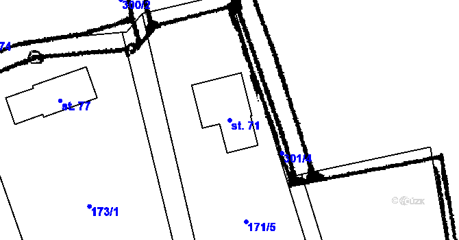 Parcela st. 71 v KÚ Hony, Katastrální mapa