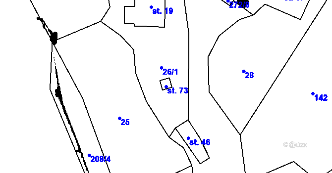 Parcela st. 73 v KÚ Hony, Katastrální mapa