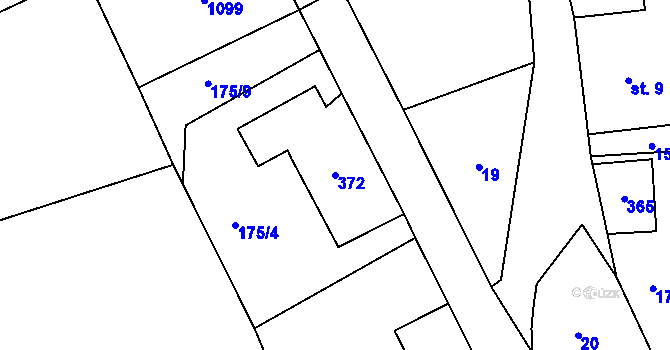 Parcela st. 372 v KÚ Hony, Katastrální mapa