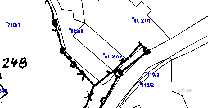 Parcela st. 27/2 v KÚ Pěkov, Katastrální mapa