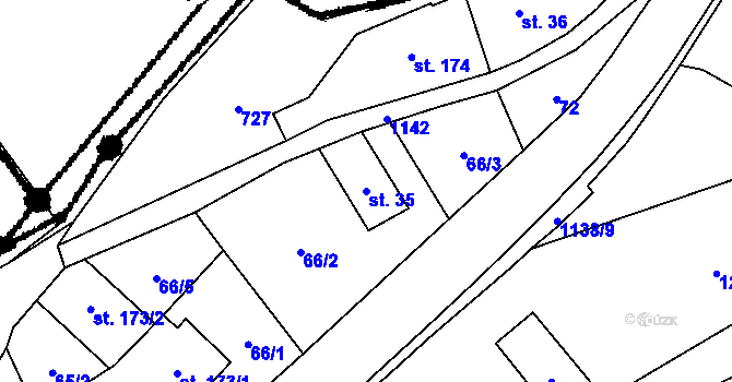 Parcela st. 35 v KÚ Pěkov, Katastrální mapa