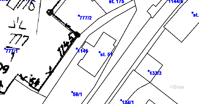 Parcela st. 51 v KÚ Pěkov, Katastrální mapa