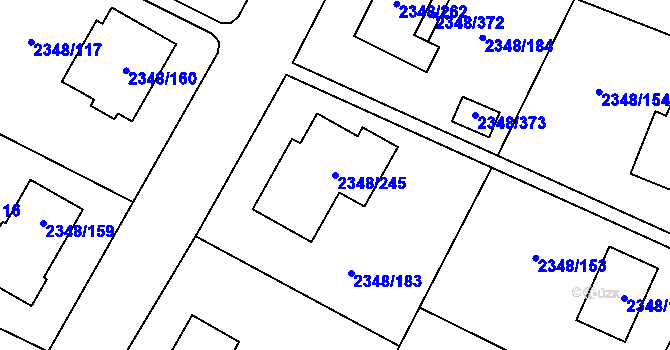 Parcela st. 2348/245 v KÚ Pelhřimov, Katastrální mapa