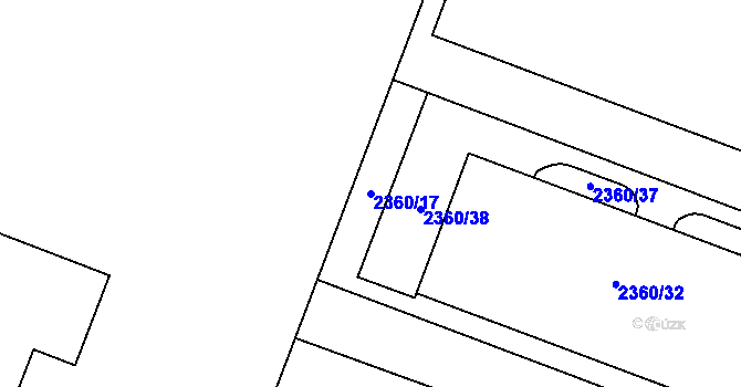 Parcela st. 2360/17 v KÚ Pelhřimov, Katastrální mapa