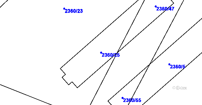 Parcela st. 2360/25 v KÚ Pelhřimov, Katastrální mapa
