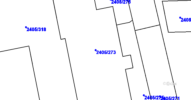 Parcela st. 2405/273 v KÚ Pelhřimov, Katastrální mapa