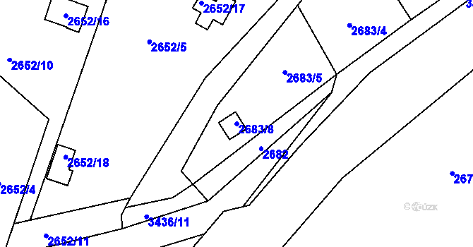 Parcela st. 2683/8 v KÚ Pelhřimov, Katastrální mapa