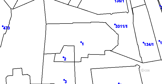 Parcela st. 1 v KÚ Pelhřimov, Katastrální mapa