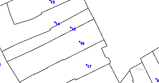 Parcela st. 16 v KÚ Pelhřimov, Katastrální mapa