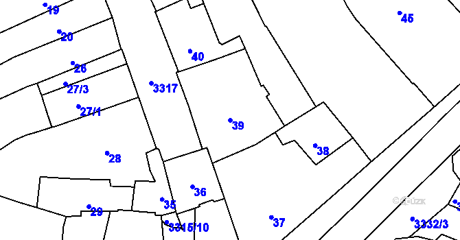 Parcela st. 39 v KÚ Pelhřimov, Katastrální mapa