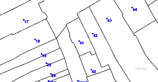 Parcela st. 41 v KÚ Pelhřimov, Katastrální mapa
