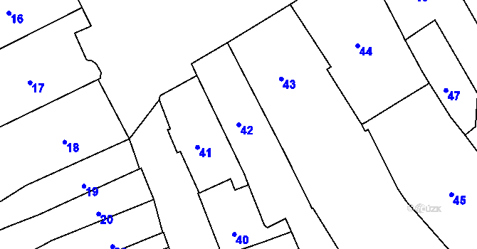 Parcela st. 42 v KÚ Pelhřimov, Katastrální mapa