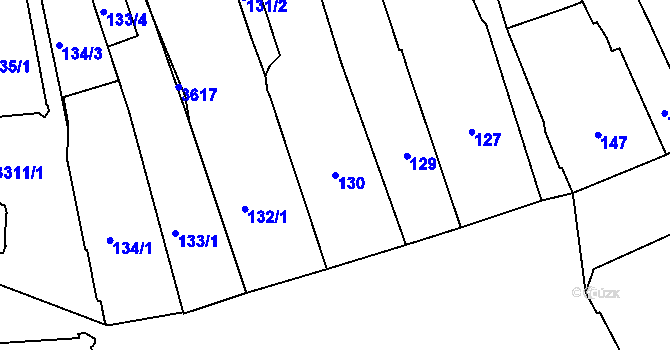 Parcela st. 130 v KÚ Pelhřimov, Katastrální mapa