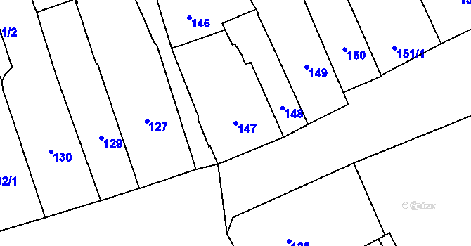 Parcela st. 147 v KÚ Pelhřimov, Katastrální mapa
