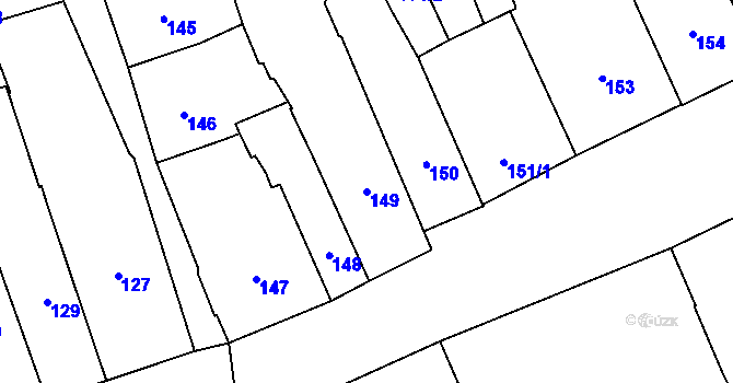 Parcela st. 149 v KÚ Pelhřimov, Katastrální mapa