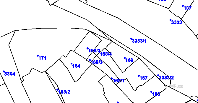 Parcela st. 168/4 v KÚ Pelhřimov, Katastrální mapa