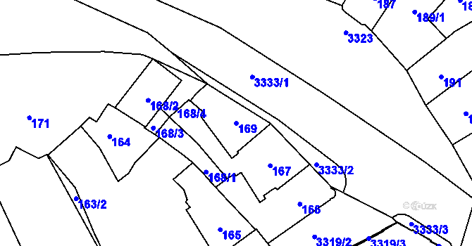 Parcela st. 169 v KÚ Pelhřimov, Katastrální mapa