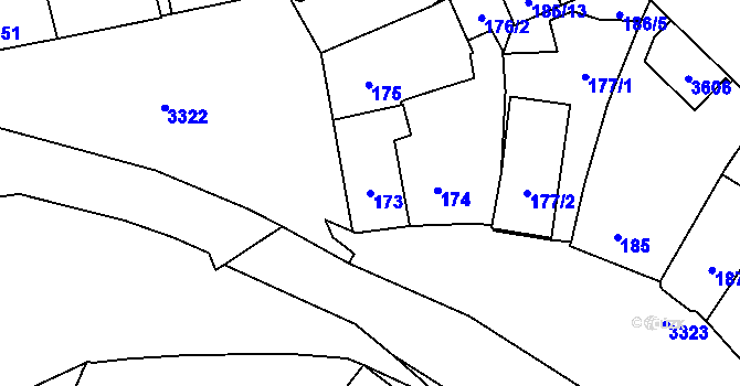 Parcela st. 173 v KÚ Pelhřimov, Katastrální mapa