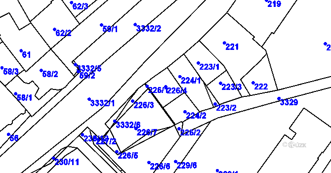 Parcela st. 226/4 v KÚ Pelhřimov, Katastrální mapa