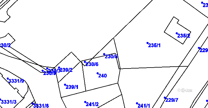 Parcela st. 230/5 v KÚ Pelhřimov, Katastrální mapa