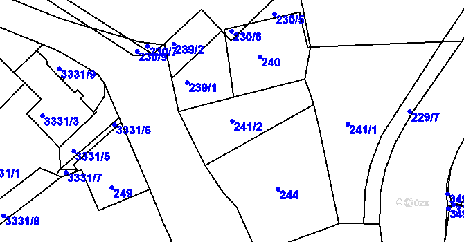 Parcela st. 241/2 v KÚ Pelhřimov, Katastrální mapa