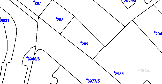 Parcela st. 289 v KÚ Pelhřimov, Katastrální mapa
