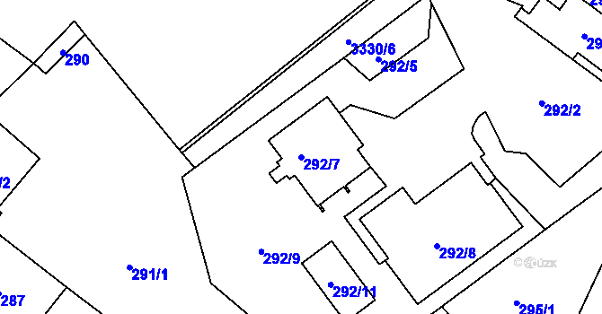 Parcela st. 292/7 v KÚ Pelhřimov, Katastrální mapa