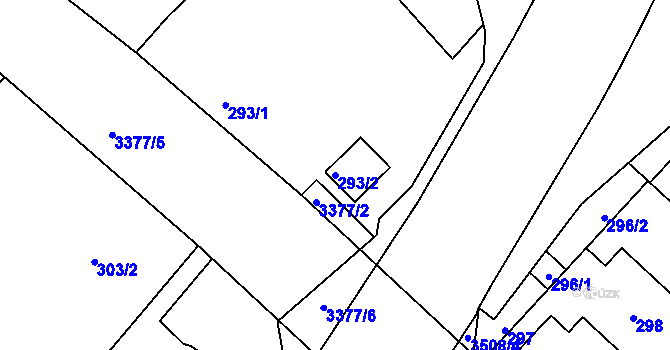 Parcela st. 293/2 v KÚ Pelhřimov, Katastrální mapa