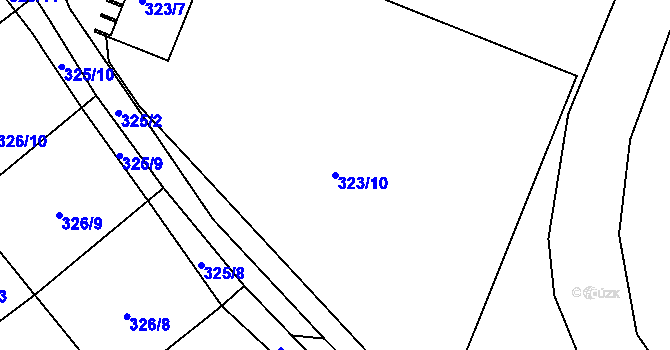 Parcela st. 323/10 v KÚ Pelhřimov, Katastrální mapa