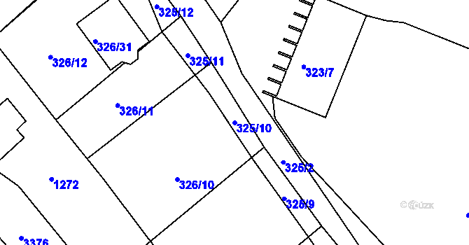 Parcela st. 325/10 v KÚ Pelhřimov, Katastrální mapa