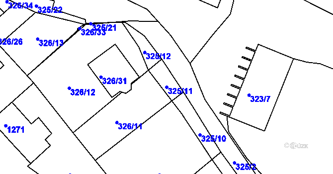 Parcela st. 325/11 v KÚ Pelhřimov, Katastrální mapa
