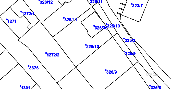Parcela st. 326/10 v KÚ Pelhřimov, Katastrální mapa