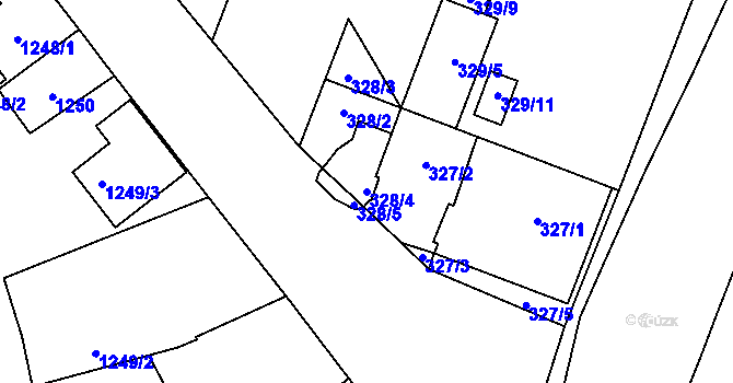 Parcela st. 328/4 v KÚ Pelhřimov, Katastrální mapa