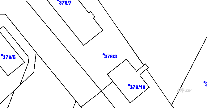 Parcela st. 378/3 v KÚ Pelhřimov, Katastrální mapa