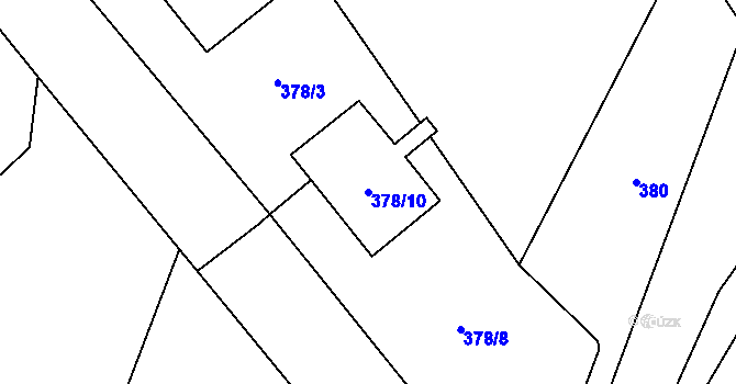 Parcela st. 378/10 v KÚ Pelhřimov, Katastrální mapa