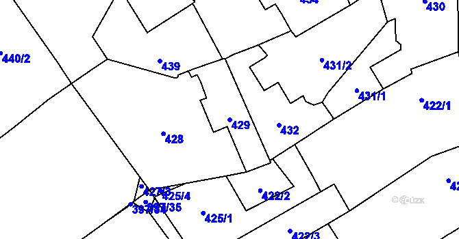 Parcela st. 429 v KÚ Pelhřimov, Katastrální mapa