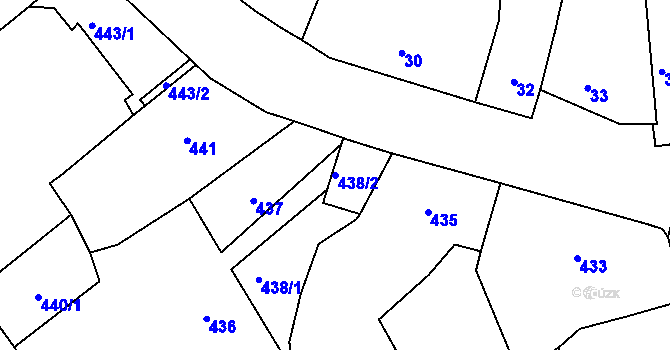 Parcela st. 438/2 v KÚ Pelhřimov, Katastrální mapa