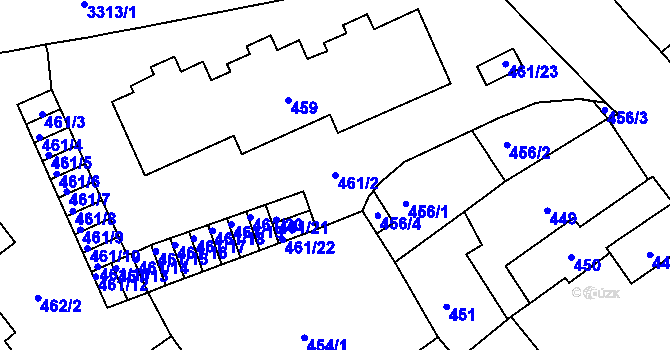 Parcela st. 461/2 v KÚ Pelhřimov, Katastrální mapa