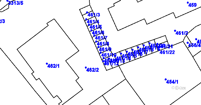 Parcela st. 461/10 v KÚ Pelhřimov, Katastrální mapa