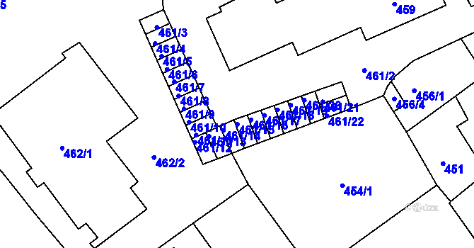 Parcela st. 461/15 v KÚ Pelhřimov, Katastrální mapa